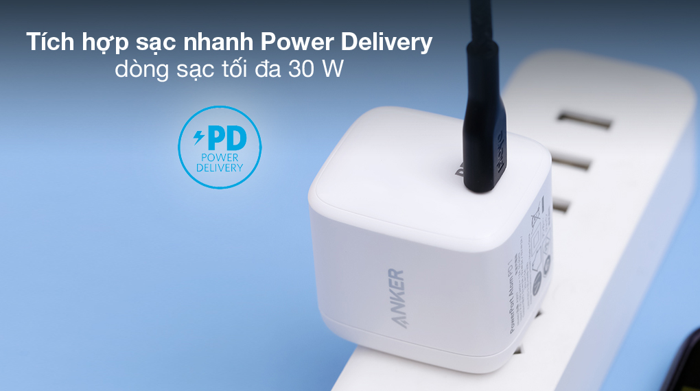 Power Delivery - Adapter Sạc Type C PD 30W Anker PowerPort Atom A2017 Trắng