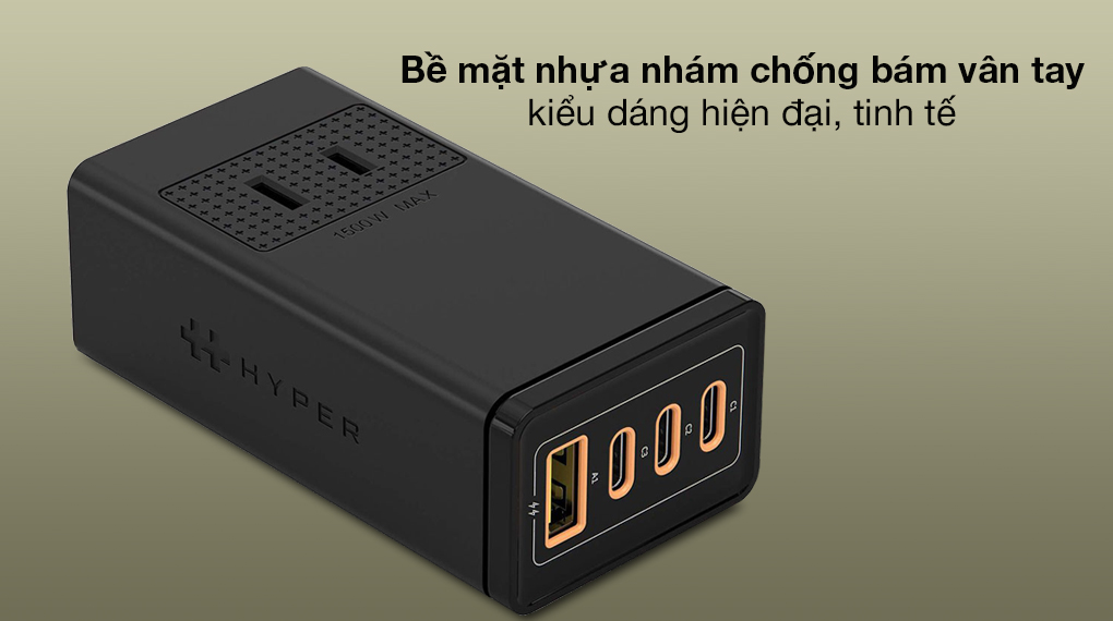 Bền tốt, tinh tế - Adapter Sạc 4 cổng Type C PD QC3.0 GaN 100W HyperJuice Stackable HJ417 Đen
