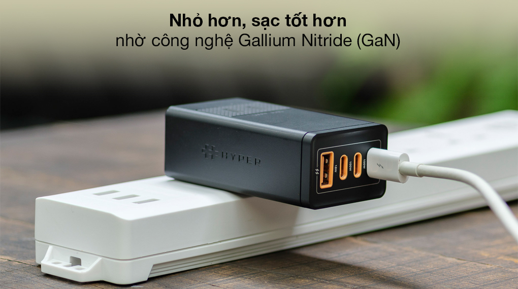GaN - Adapter Sạc 4 cổng Type C PD QC3.0 GaN 100W HyperJuice Stackable HJ417 Đen
