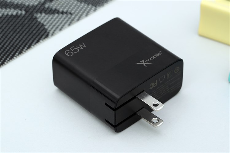 Adapter Sạc 2 cổng USB Type C PD QC 3.0 GaN 65W Xmobile MFR65 Màu Đen
