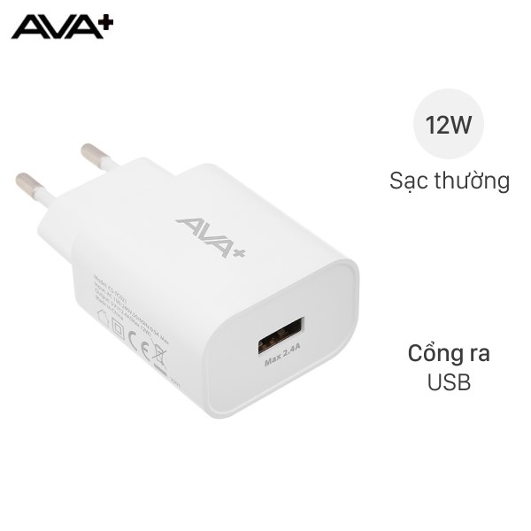 Adapter Sạc USB 12W AVA+ CS-TC021