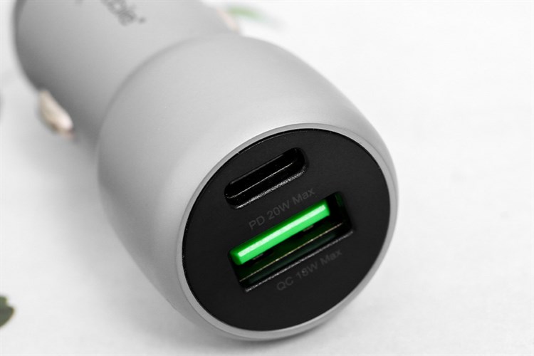 Sạc xe hơi 2 cổng USB Type C PD QC 3.0 20W Xmobile SN-455 Màu Bạc