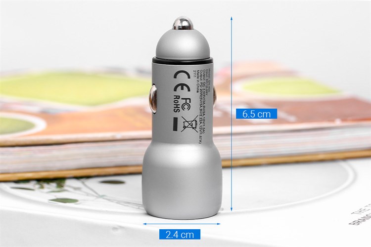 Sạc xe hơi 2 cổng USB Type C PD QC 3.0 20W Xmobile SN-455 Màu Bạc