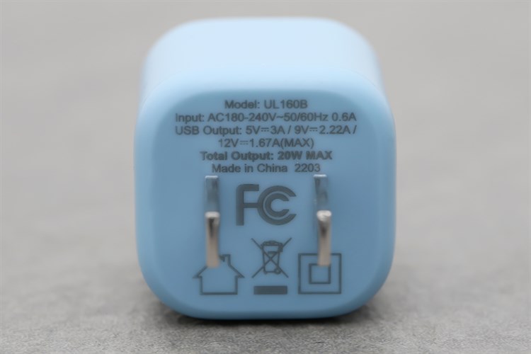 Adapter Sạc Type C PD 20W Hydrus UL160 Màu Xanh Dương