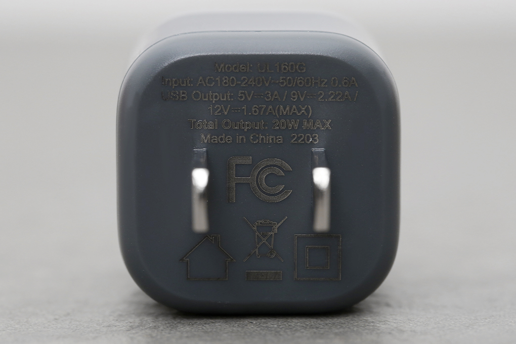 Adapter Sạc Type C PD 20W Hydrus UL160 Màu Xám