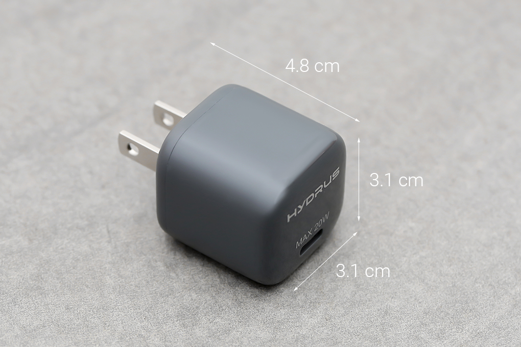 Adapter Sạc Type C PD 20W Hydrus UL160 Màu Xám