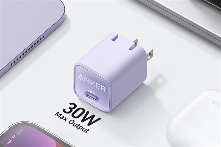 Adapter Sạc Type C PD GaN 30W Anker Nano 3 A2147 Màu Tím