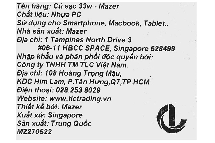 Adapter Sạc 2 cổng USB Type C PD QC 3.0 GaN 33W Mazer T33W Màu Đen