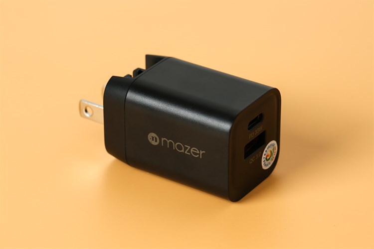 Adapter Sạc 2 cổng USB Type C PD QC 3.0 GaN 33W Mazer T33W Màu Đen