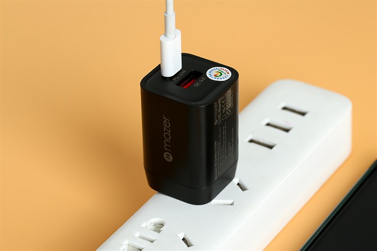 Adapter Sạc 2 cổng USB Type C PD QC 3.0 GaN 33W Mazer T33W Màu Đen