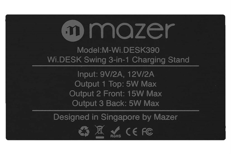 Đế sạc không dây 3 in 1 25W Mazer DESK390 Màu Đen