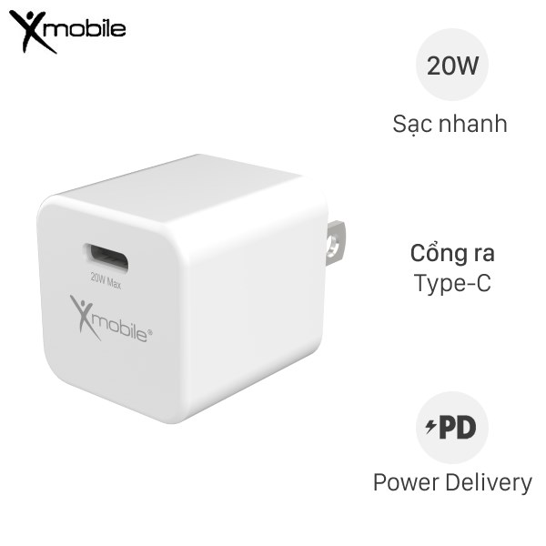 Adapter Sạc Type C PD 20W Xmobile DS602A