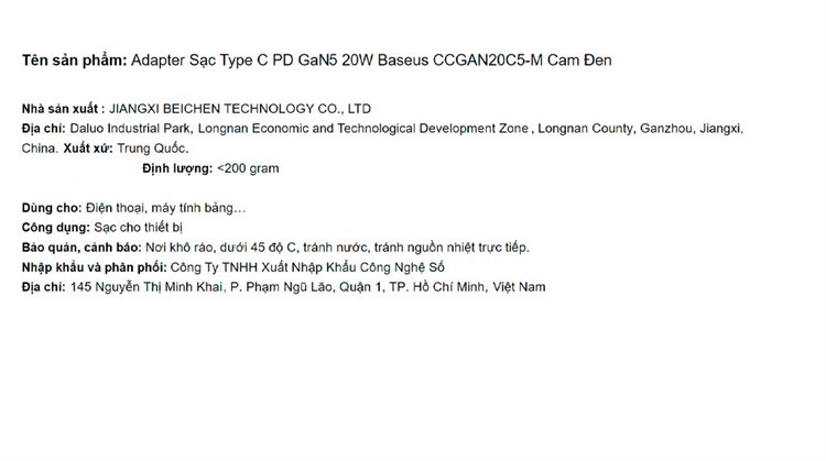 Adapter Sạc Type C PD GaN5 20W Baseus CCGAN20C5-M Màu Đen - Cam