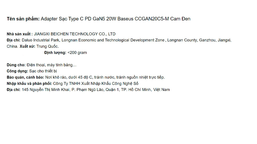 Adapter Sạc Type C PD GaN5 20W Baseus CCGAN20C5-M Màu Đen - Cam