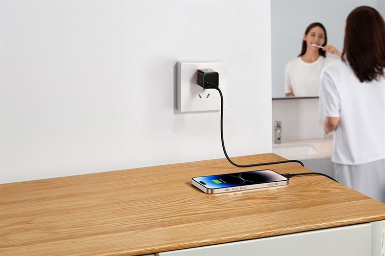 Adapter Sạc Type C PD GaN5 20W Baseus CCGAN20C5-M Màu Đen - Cam