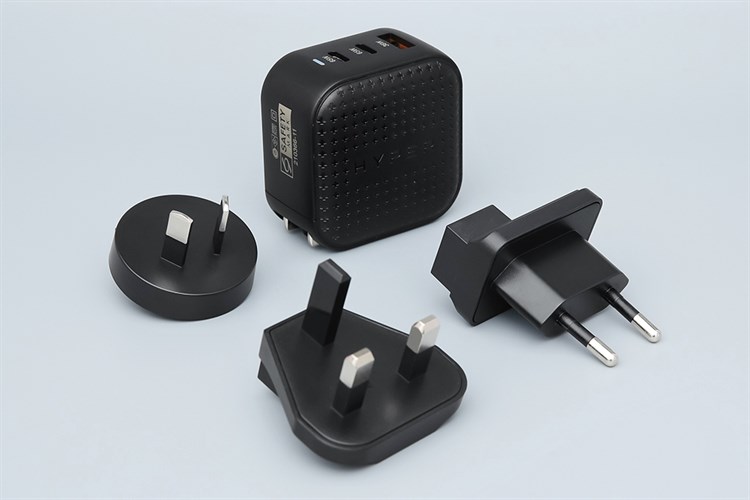 Adapter Sạc 3 cổng USB Type C PD QC3.0 GaN 66W HyperJuice HJ265 Màu Đen