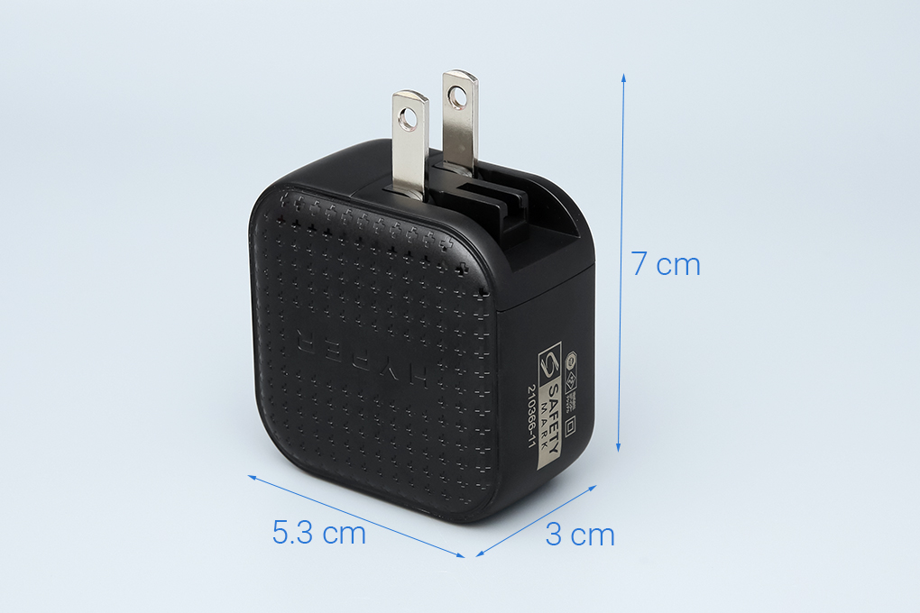 Adapter Sạc 3 cổng USB Type C PD QC3.0 GaN 66W HyperJuice HJ265 Màu Đen