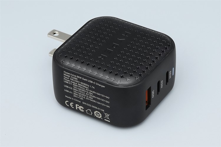 Adapter Sạc 3 cổng USB Type C PD QC3.0 GaN 66W HyperJuice HJ265 Màu Đen