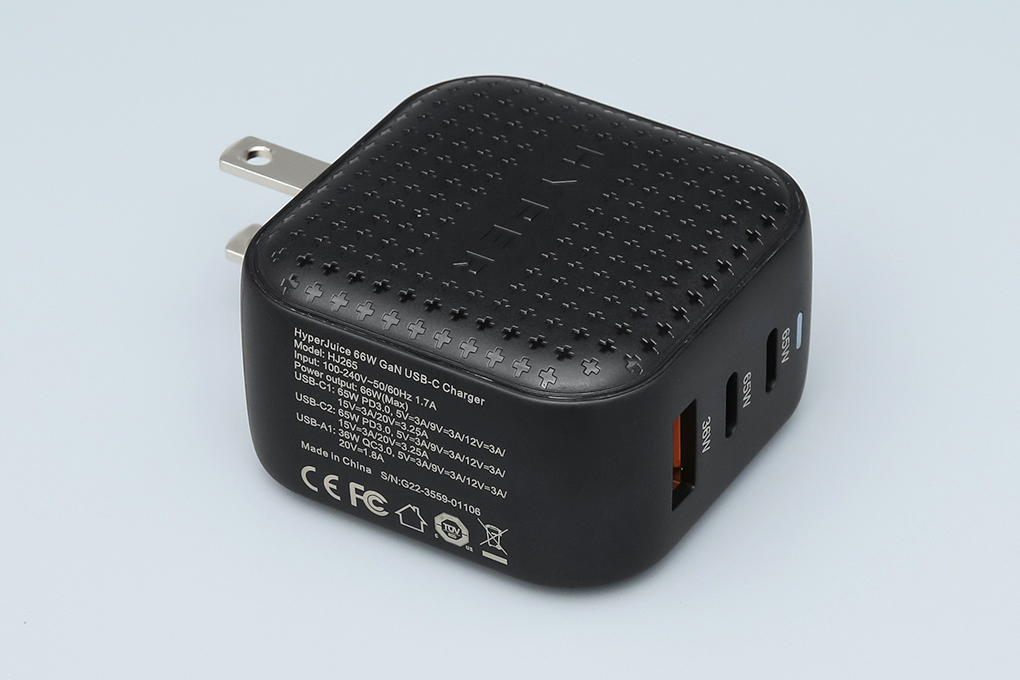 Adapter Sạc 3 cổng USB Type C PD QC3.0 GaN 66W HyperJuice HJ265 Màu Đen
