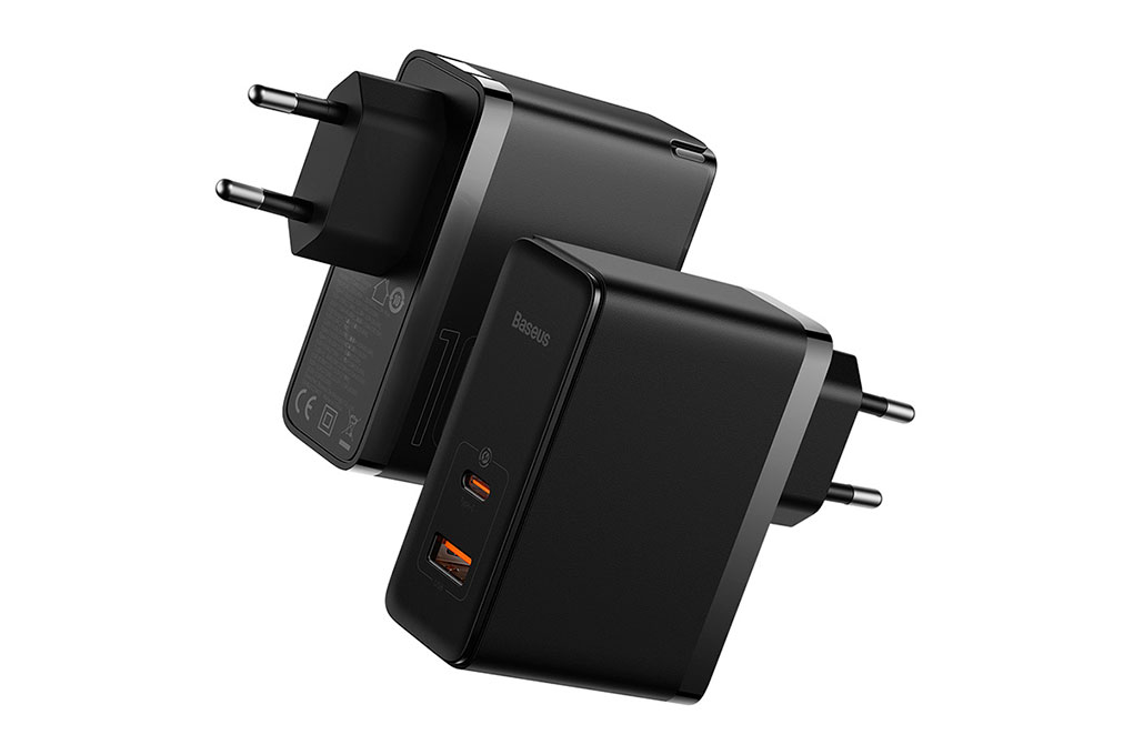 Bộ sạc nhanh 2 cổng USB Type-C QC3.0 PD 100W Baseus CCGAN100E5 kèm Cáp Type C - Type C Màu Đen