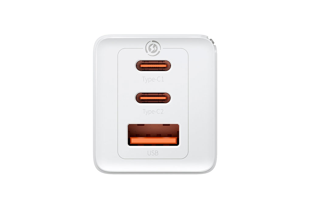 Bộ Adapter Sạc 3 cổng USB Type C PD QC 3.0 GaN5 kèm Cáp Type C - Type C 1m 65W Baseus CCGAN65S5 Màu Trắng