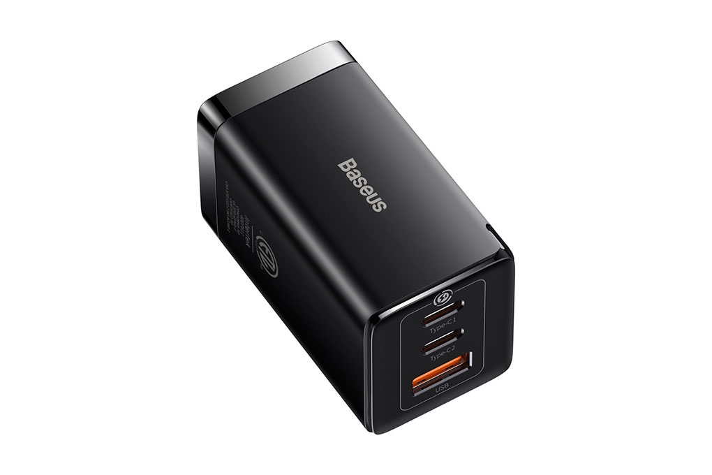 Bộ Adapter Sạc 3 cổng USB Type C PD QC 3.0 GaN5 kèm Cáp Type C - Type C 1m 65W Baseus CCGAN65S5 Màu Đen