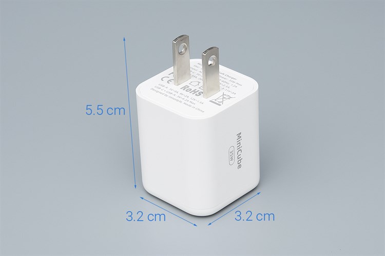 Adapter sạc 2 cổng USB Type C PD QC3.0 GaN II 35W Innostyle MiniCube IC35CA Màu Trắng