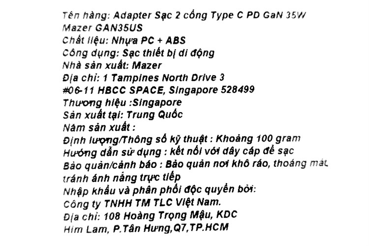 Sạc nhanh 2 cổng Type-C PD 35W Mazer GAN35US Màu Đen