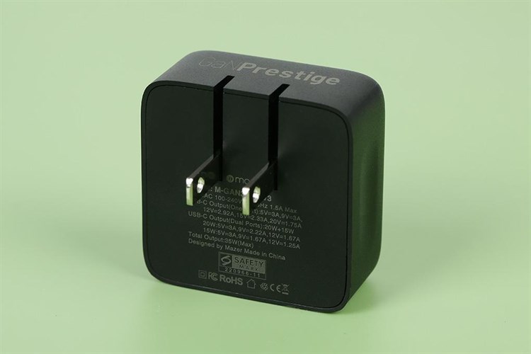 Sạc nhanh 2 cổng Type-C PD 35W Mazer GAN35US Màu Đen