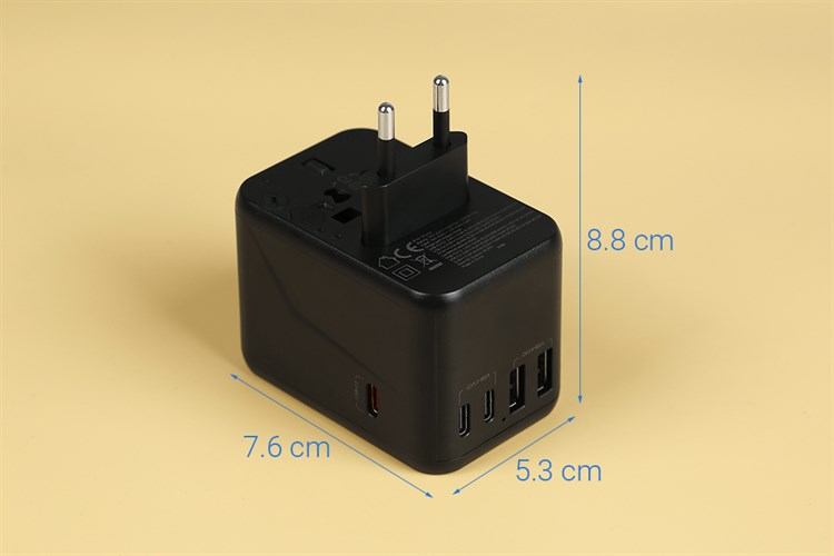 Adapter Sạc đa năng Universal PD GaN 65W Xmobile DS636 Màu Đen