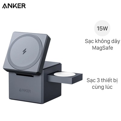 Đế sạc không dây MagSafe 3 in 1 15W Anker 737 Cube Y1811