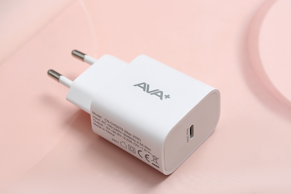 Sạc nhanh Type-C 20W AVA+ CS-CHG078 Màu Trắng
