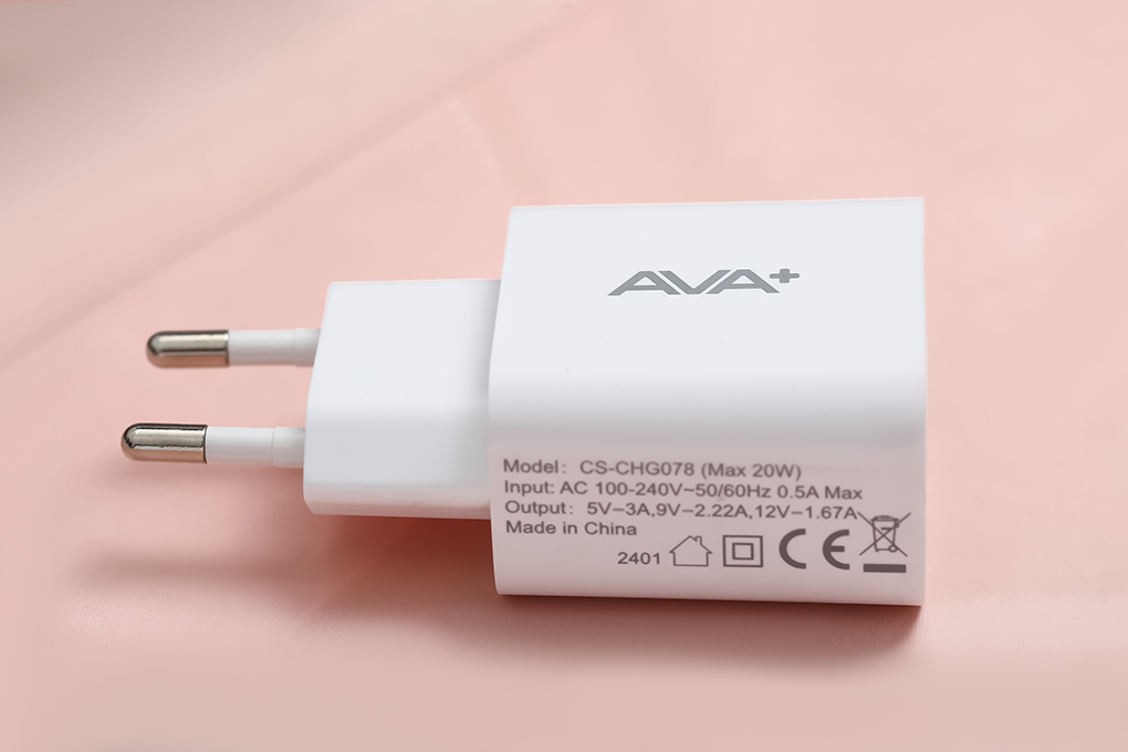 Sạc nhanh Type-C 20W AVA+ CS-CHG078 Màu Trắng