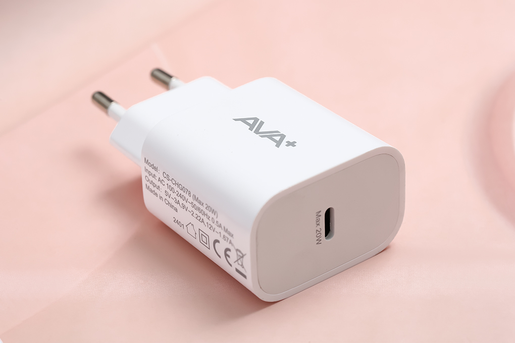 Sạc nhanh Type-C 20W AVA+ CS-CHG078 Màu Trắng