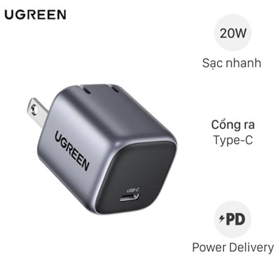 Adapter Sạc Type C PD GaN 20W Ugreen Nexode 90902