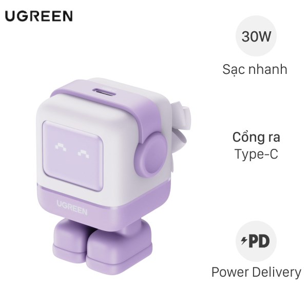 Adapter Sạc Type C Pd Gan 30W Ugreen Robot Nexode 25036