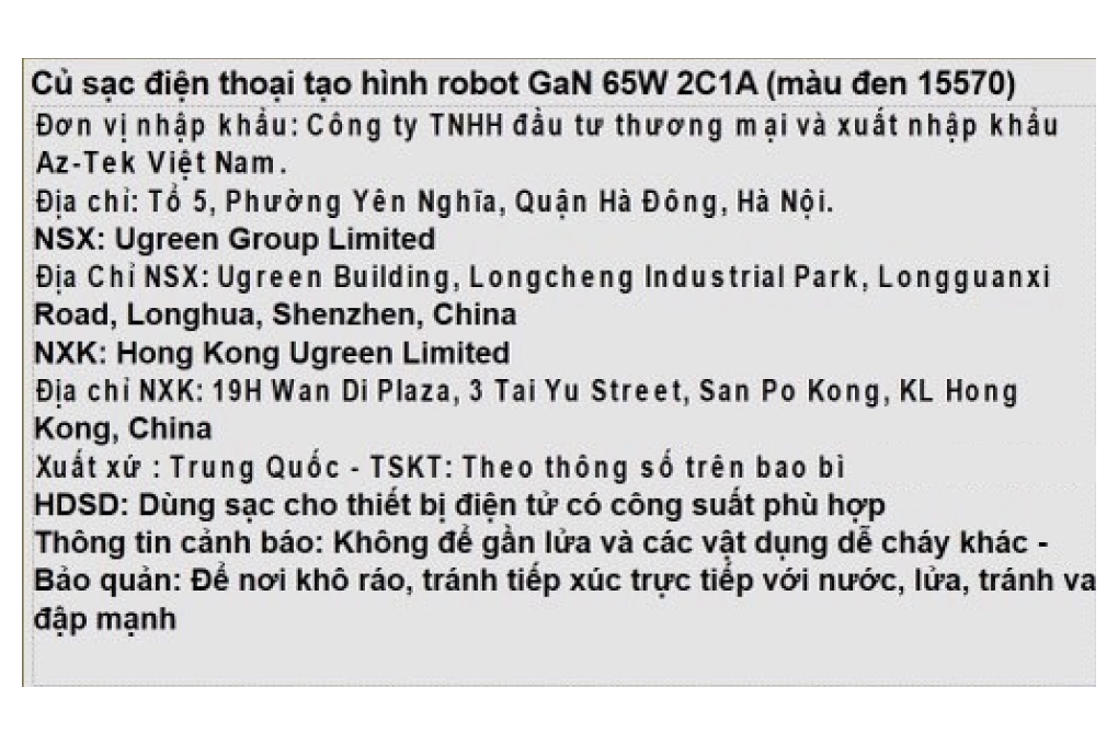 Sạc nhanh 3 cổng USB Type-C QC3.0 PD 65W Ugreen Robot Nexode 15570 Màu Đen