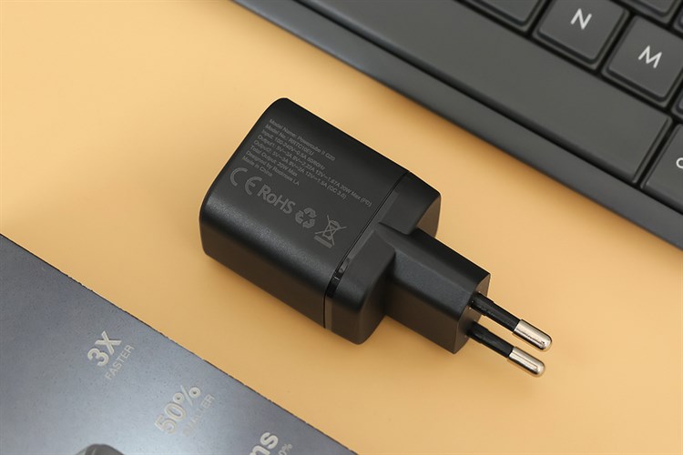 Adapter Sạc 2 cổng Type C PD QC 3.0 20W Rockrose Powercube II G20 Màu Đen