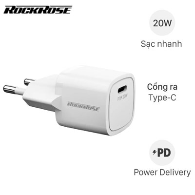 Adapter Sạc Type C PD 20W Rockrose Powercube SC NEO
