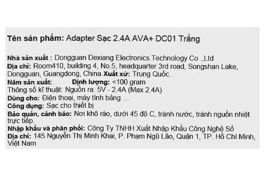 Adapter Sạc 12W AVA+ DC01 - 10