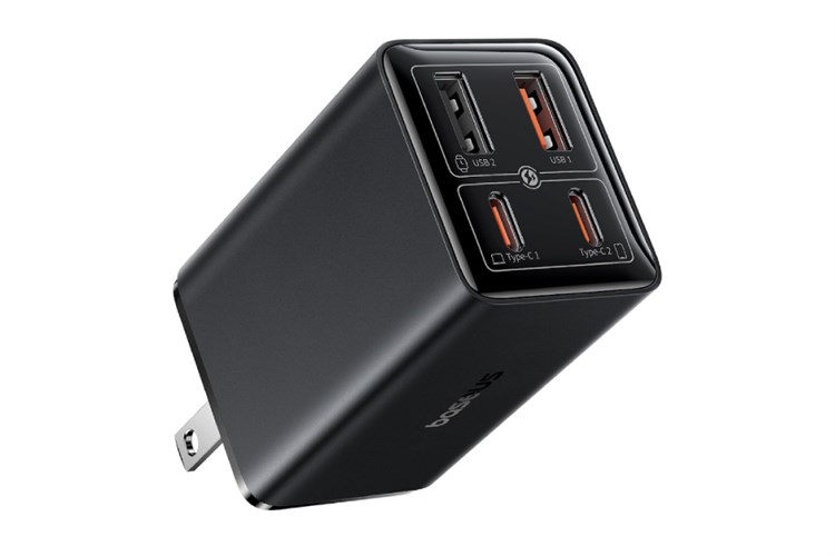 Bộ sạc nhanh 4 cổng USB Type-C QC3.0 PD 65W Baseus CCGAN65S6 kèm Cáp Type C - Type C Màu Đen