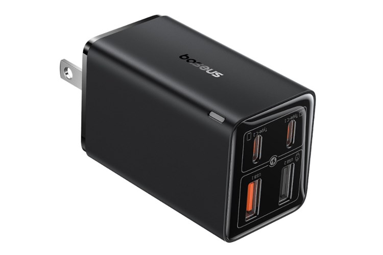 Bộ sạc nhanh 4 cổng USB Type-C QC3.0 PD 65W Baseus CCGAN65S6 kèm Cáp Type C - Type C Màu Đen