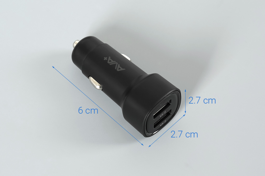 Sạc xe hơi 2 cổng USB 12W AVA+ SN-613 Màu Đen