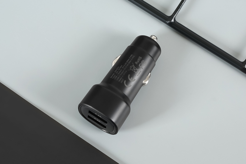 Sạc xe hơi 2 cổng USB 12W AVA+ SN-613 Màu Đen