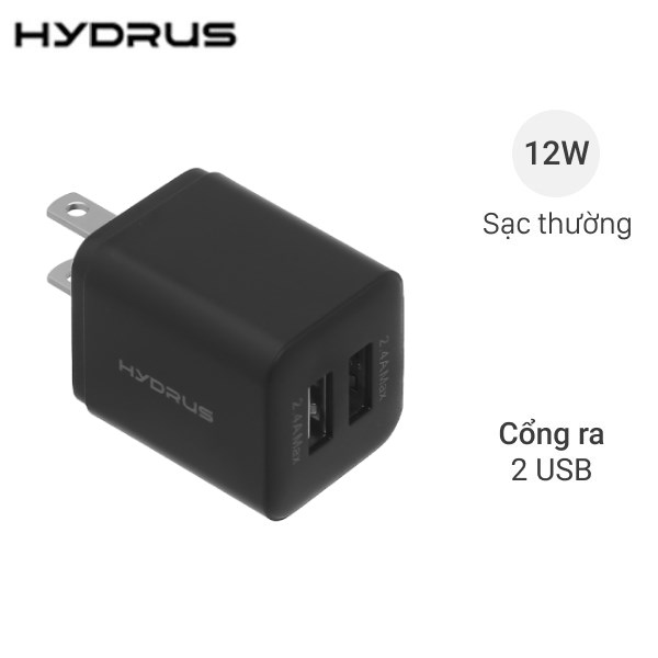 Adapter Sạc 2 Cổng 2.4A Hydrus H - 35