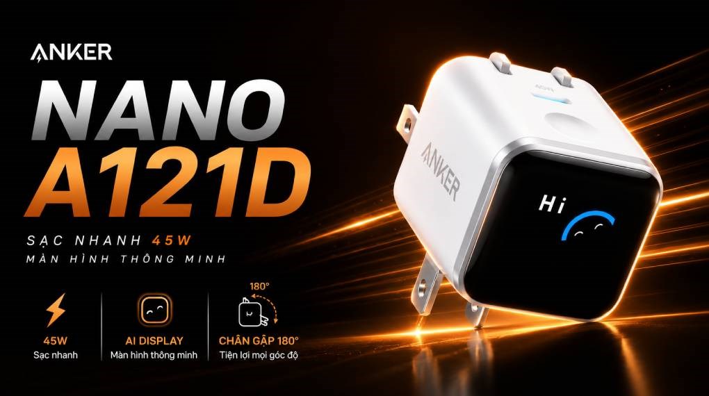 Sạc nhanh Type-C IQ3 45W Anker Nano A121D