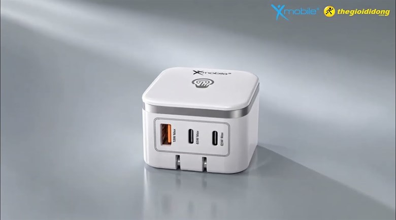 Sạc nhanh 3 cổng tích hợp đèn cảm ứng GaN3 65W Xmobile TFL-65W-01