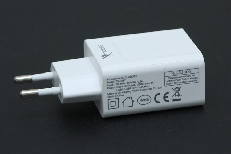 Adapter sạc 2 cổng 2.4A Xmobile TS-C067 Màu Trắng