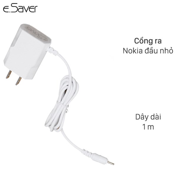 Adapter sạc dây Nokia đầu nhỏ 1m 5W e.Saver X032 Trắng