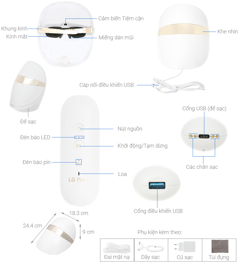 Mặt nạ chăm sóc da mặt Derma LED LG BWL1